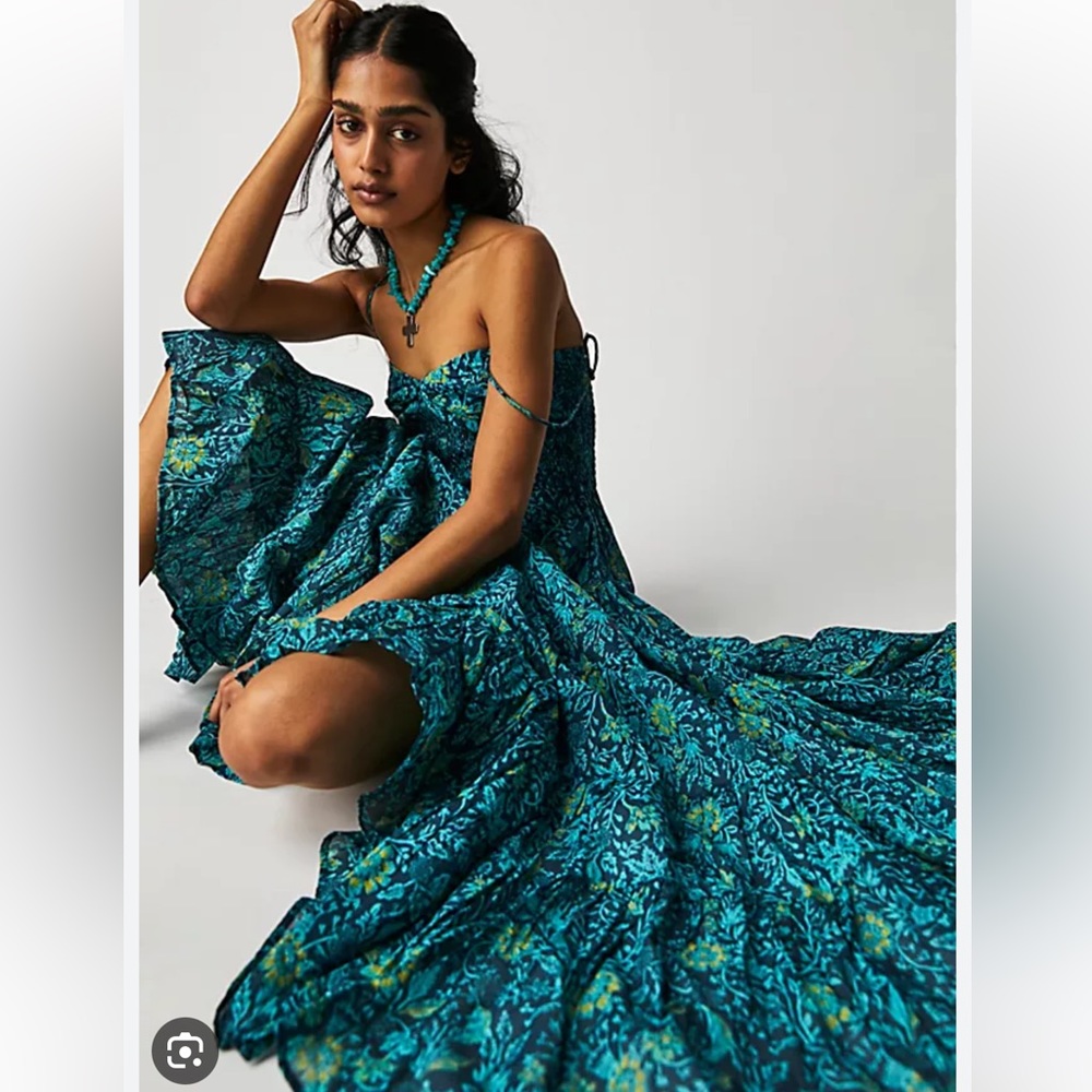 Free People Sundrenched Printed Maxi Dress In Neptune Combo